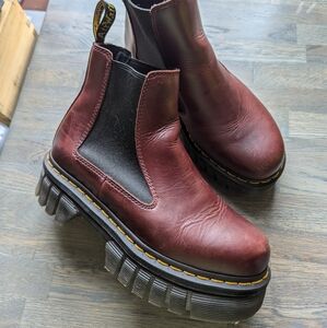 Dr. Martens Audrick Burgundy Leather Platform Chelsea Boots, Size L8/UK6/EU39